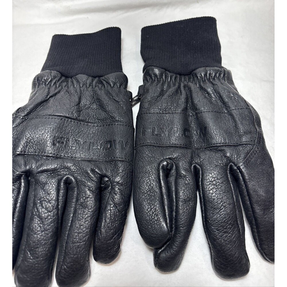 Flylow Black Leather Ski Snowboard Gloves Size Large Insulated Winter Like New